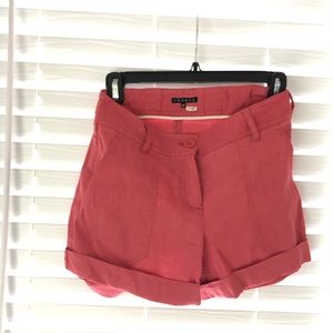 Theory Coral Pink linen shorts
